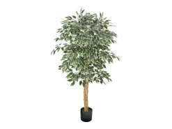 Sale Árboles Artificiales SucceBuy Árbol Artificial de 150 cm, Planta Decorativa de PE con Maceta Negra, Tronco y Follaje Realistas, Ficus Artificial para Oficina Verde