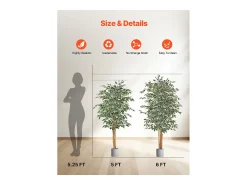 Sale Árboles Artificiales SucceBuy Árbol Artificial de 150 cm, Planta Decorativa de PE con Maceta Negra, Tronco y Follaje Realistas, Ficus Artificial para Oficina Verde