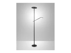 Regina - Lámpara de pie LED negra de metal H.180 cm Fabas Luce - 2 luces de 36W y 12W con LED integrado 3000K Negro Online