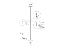 Best Regina - Lámpara de pie LED redonda de metal orientable, altura 180 cm, Fabas Luce - Luz LED integrada de 35 W, CCT (3000K-6000K) Blanco