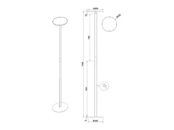 Best Regina - Lámpara de pie LED redonda de metal orientable, altura 180 cm, Fabas Luce - Luz LED integrada de 35 W, CCT (3000K-6000K) Blanco