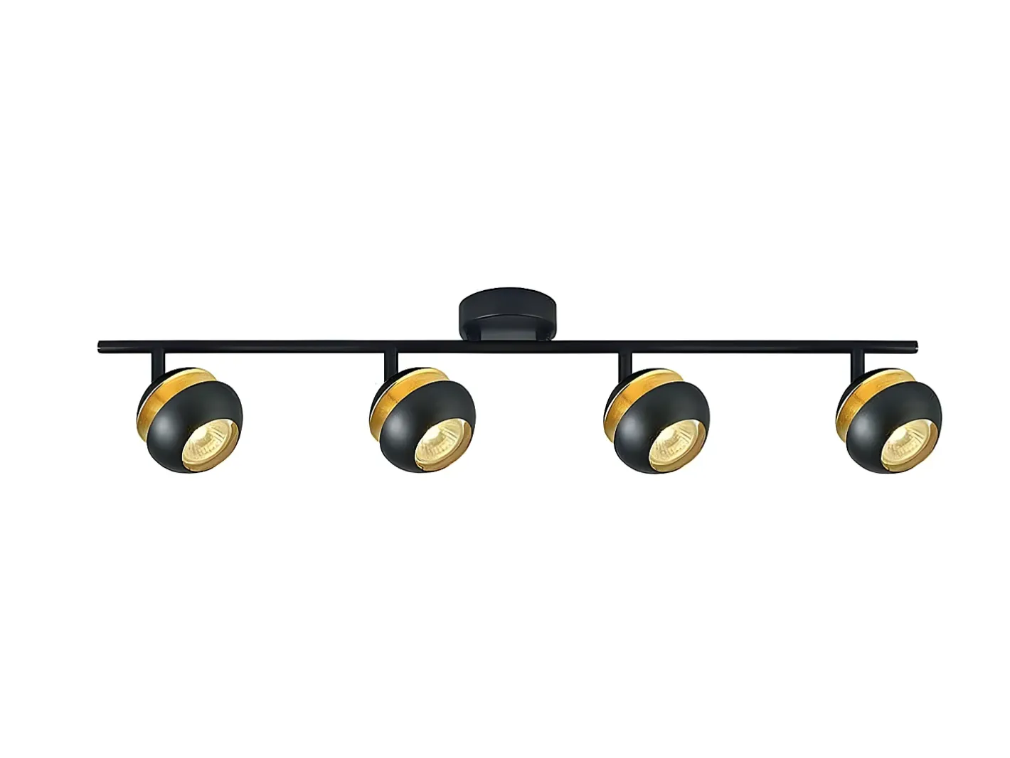 Outlet AKUNADECOR Regleta 4 Focos Articulados Beethoven /oro Para Baño, Negro