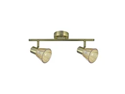 AKUNADECOR Regleta Dos Focos Tulipa Cristal Ambar Cooper Dorado Clearance