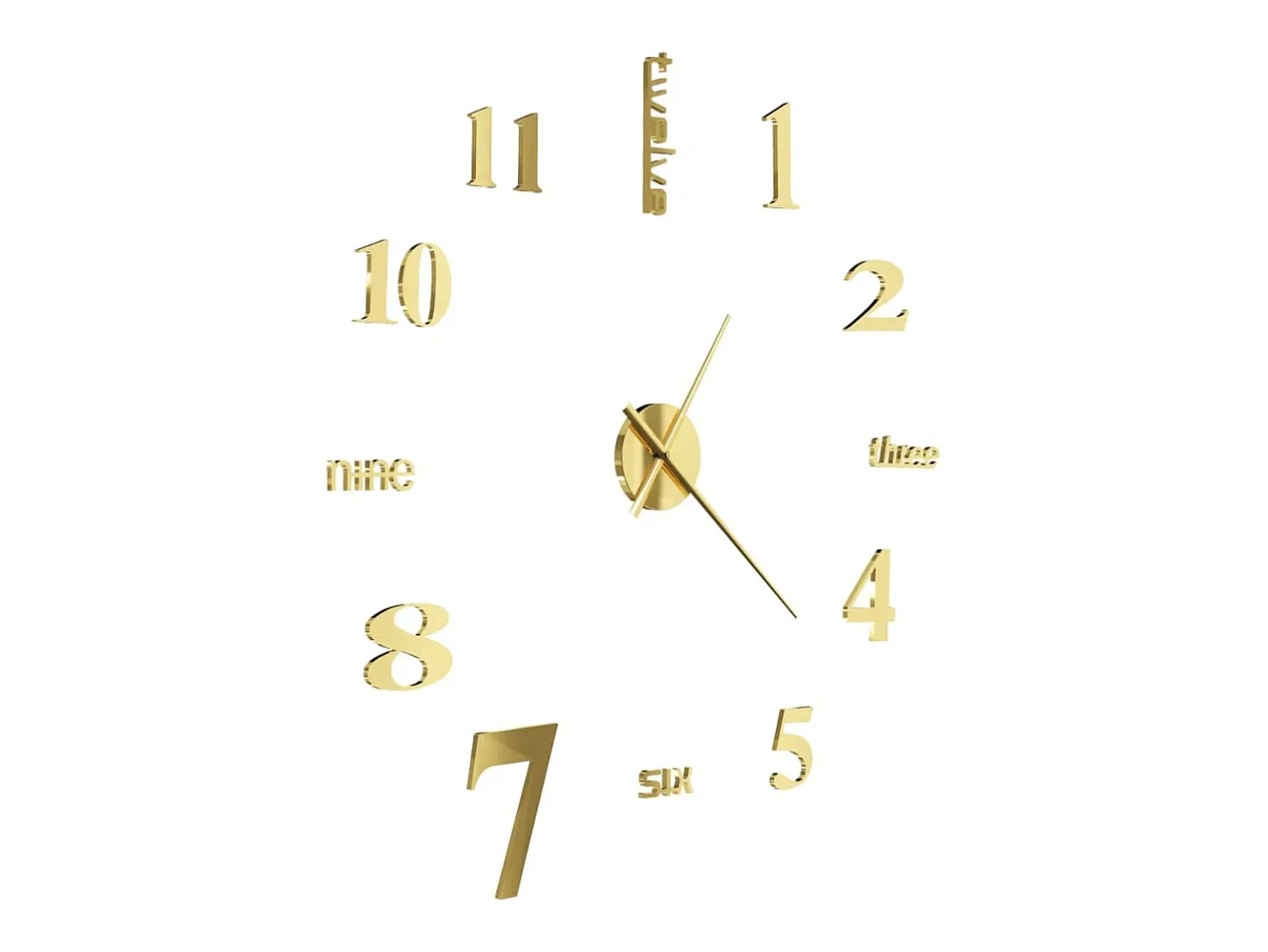 Reloj De Pared-Reloj 3D de pared con diseño moderno 100 cm XXL ES897079 Dorado