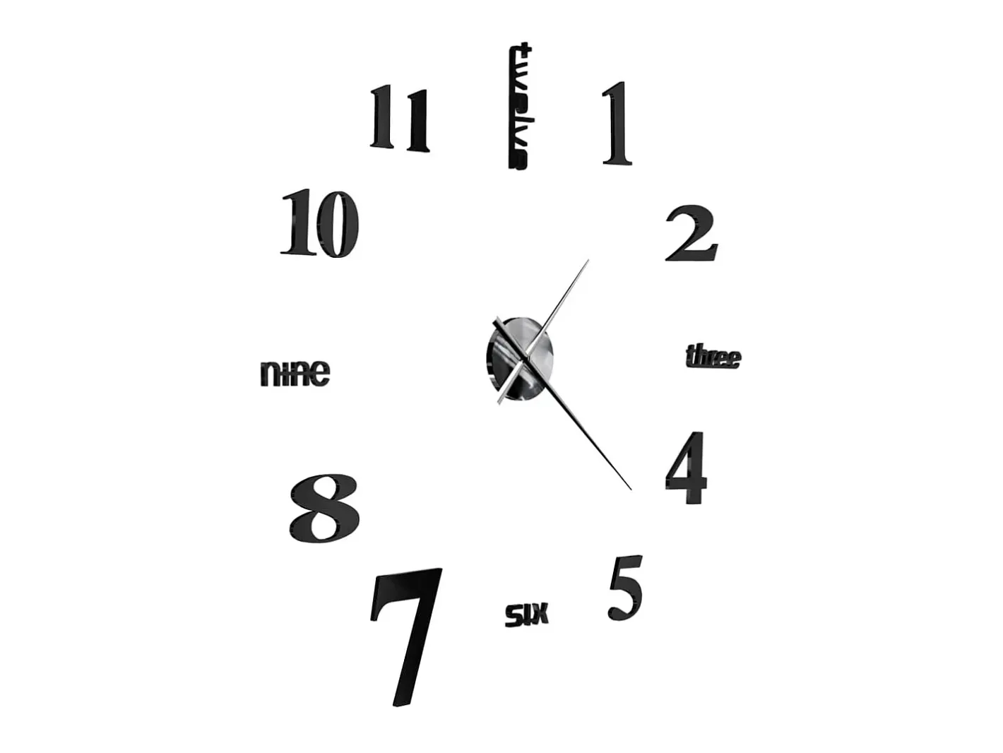 Reloj 3D de pared con diseño moderno 100 cm XXL ES648634 Negro Sale