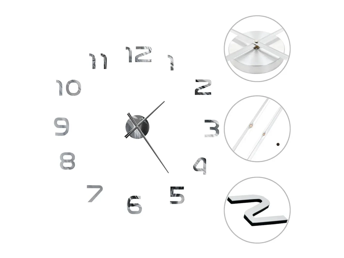 Discount Reloj 3D de pared con diseño moderno 100 cm XXL ES798058 Plateado