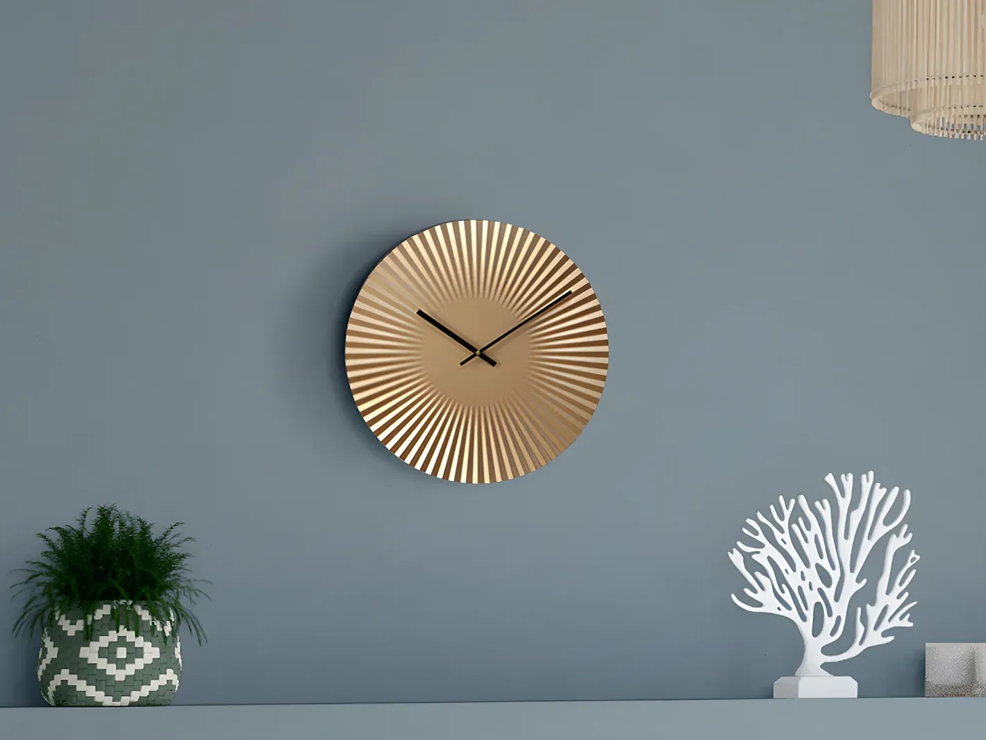 OZAIA Reloj De Pared-Reloj de pared Art Déco - Diámetro 50 cm - Metal - - FELINAR Dorado