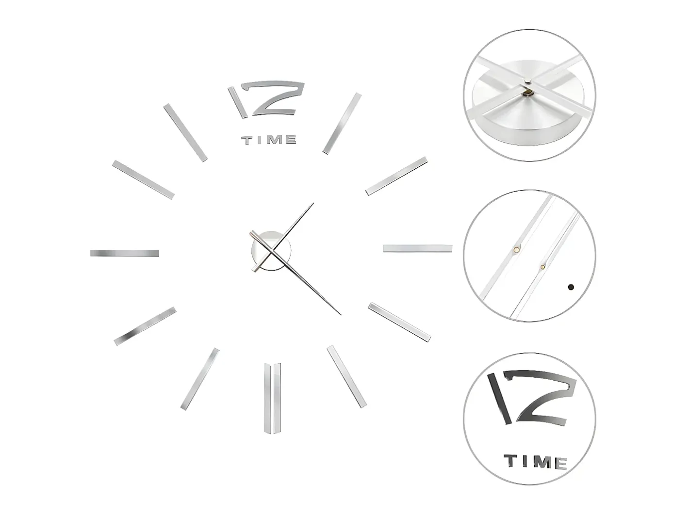Reloj de pared 3D con diseño moderno 100 cm XXL ES404526 Plateado Hot