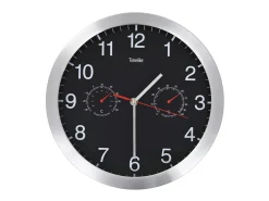 Outlet Reloj de pared de cuarzo higrómetro y termómetro 30 cm ES935509 Negro