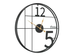 Reloj De Pared-Reloj de pared de hierro Ø50 cm ES824264 Negro