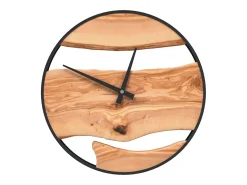 Reloj de pared hierro y madera de olivo marrón Ø35 cm ES871804 Marru00f3n Clearance