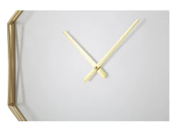 New Reloj de pared octagonal de metal dorado Octagonal Blanco