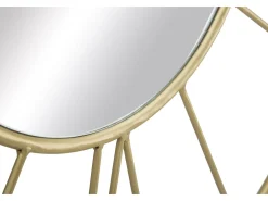 Reloj De Pared-Reloj de pared redondo de metal 80 cm con espejo Stick Dorado