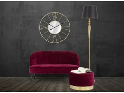 Reloj De Pared-Reloj de pared redondo de metal 80 cm con espejo Stick Dorado