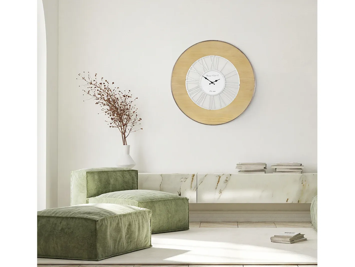 WOMO-DESIGN Reloj De Pared-Reloj de Pared Reloj de Diseño Reloj Decorativo Salón Madera Retro Alfheim Ø 85 Color natural claro