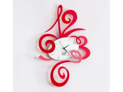 Reloj De Pared-Reloj de pared Robin 34x51cm en acero, diseño minimalista y silencioso para casa y oficina, fabricado en Italia. Rojo