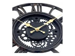 THINIA HOME Reloj De Pared-Reloj de Pared Vintage Troquelado /Dorado Ø38 cm Negro