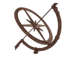 ESSCHERT DESIGN Estatua-Reloj de sol sobre soporte de hierro fundido Marru00f3n