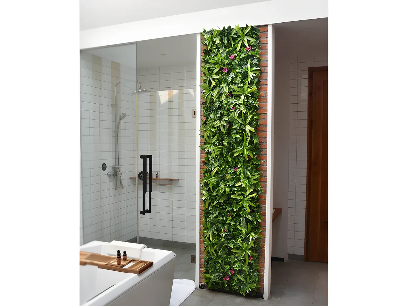 New Vente-unique Revestimiento mural de vegetal sintético IKAZ - Pack de 1m² - Verde