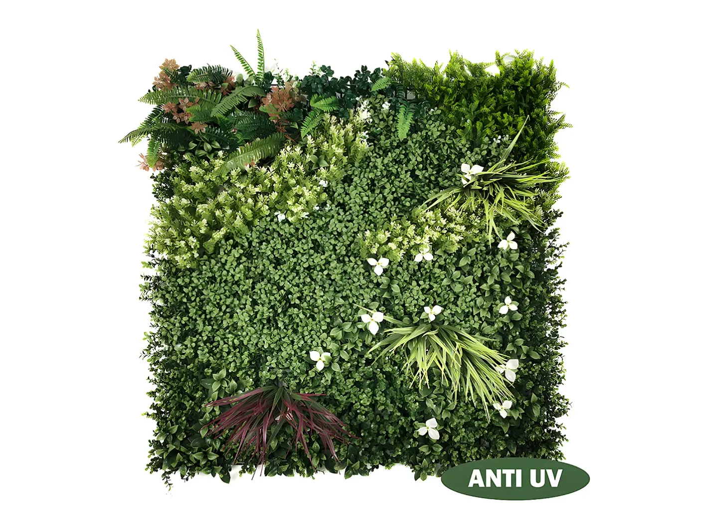 Vente-unique Panel Plantas Artificiales-Revestimiento mural de vegetal sintético LAHTI - Pack de 1m² - Verde