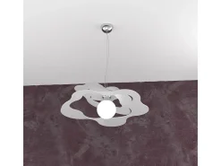 Lámpara Suspendida-Ripples Sospensione D.50 Cm. 1 Luce Grigio Gris