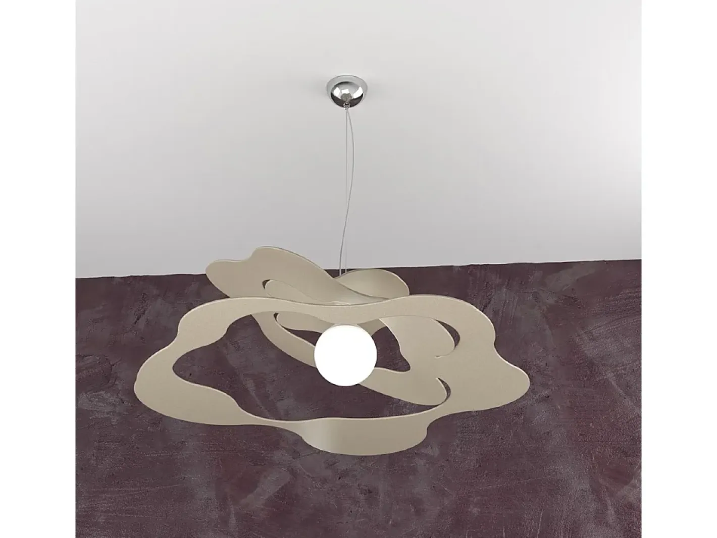 Lámpara Suspendida-Ripples Sospensione D.70 Cm. 1 Luce Sabbia Marru00f3n