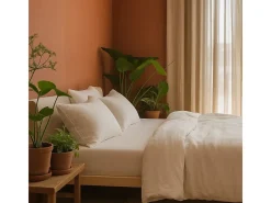 Promo Linge Ropa De Cama-Ropa de cama de gasa de algodón blanca 240 x 260 cm Blanco