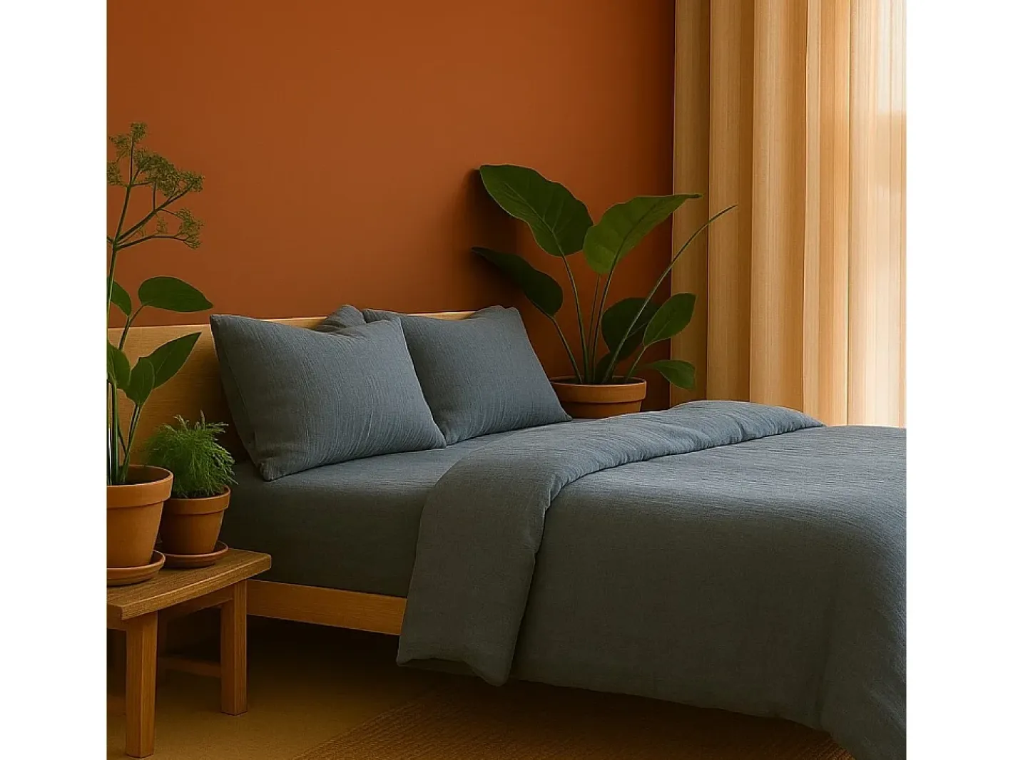 Promo Linge Ropa de cama de gasa de algodón 240 x 260 cm Gris Best