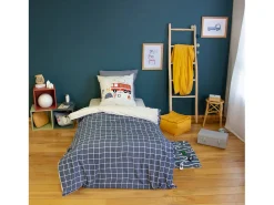 Outlet Sweeek Ropa de cama de microfibra reversible con estampado de bombero, 1 Azul