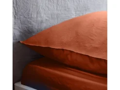 Sweeek Ropa de cama de microfibra lavada color , 2 plazas Terracota
