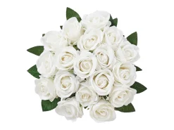 Planta Artificial-Rosa Artificial SucceBuy Flores Artificiales 508 mm, Ramos de Flores Artificiales Aspecto Realista con Cabeza de Rosa de 70 mm, Lote de 120, Blanco