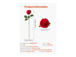 Rosa Artificial SucceBuy Flores Artificiales 508 mm Ramos de Flores Artificiales, Aspecto Realista con Cabeza de Rosa de 70 mm , Lote de 500 Rojo Clearance