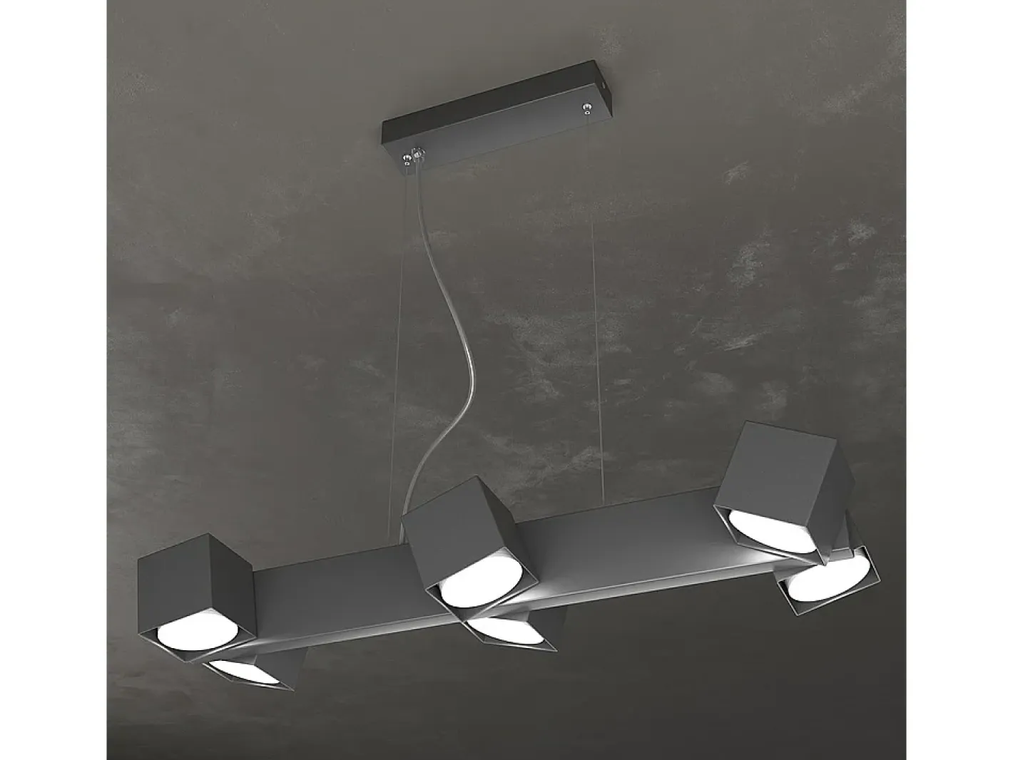 Rotation Sospensione 6 Luci Grigio Antracite Gris New