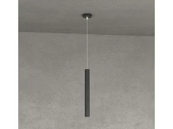 Round Tube Sospensione 1 Luce Nero Cavo Cm.250 Con Base Negro Discount