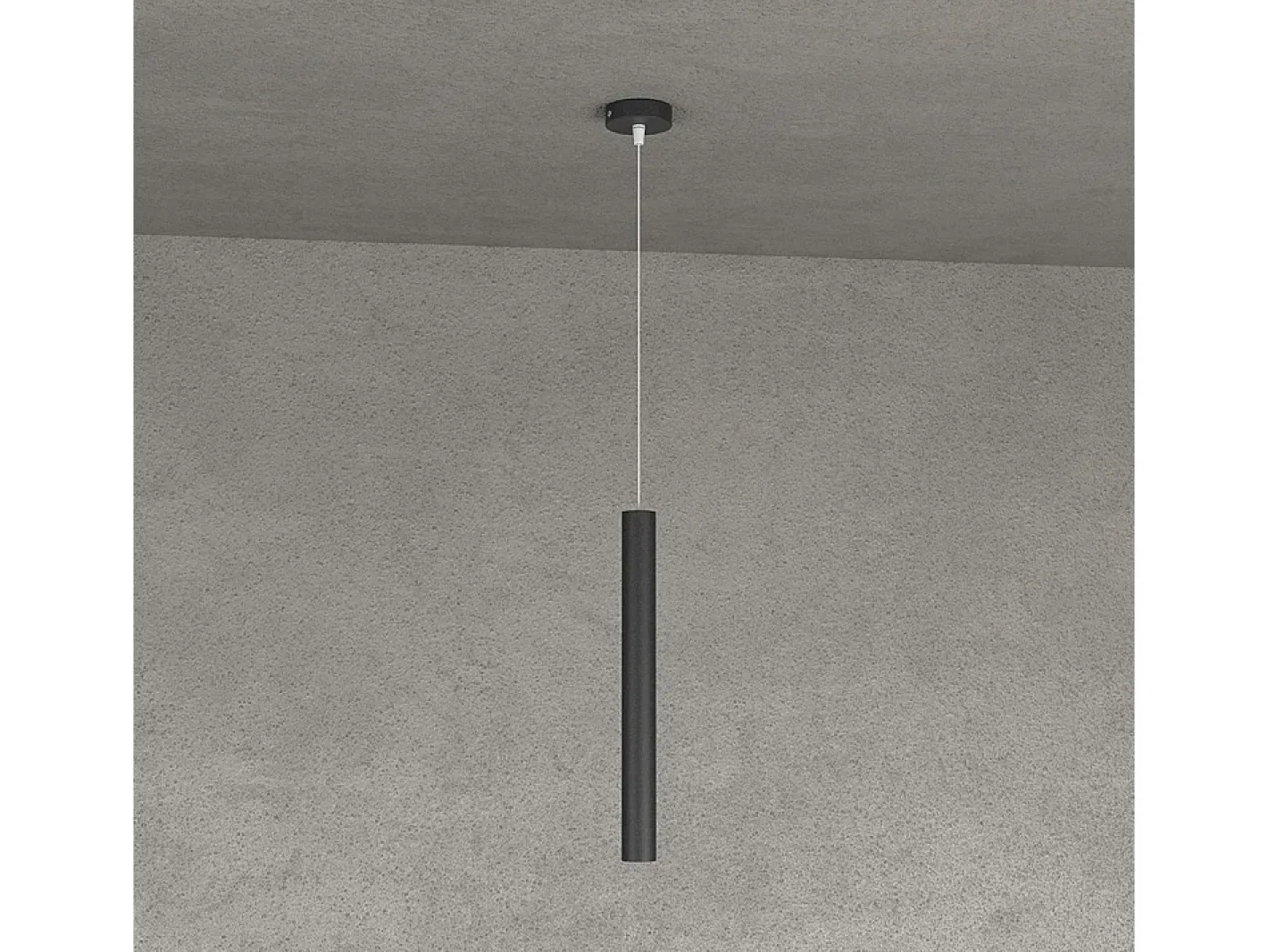 Round Tube Sospensione 1 Luce Nero Cavo Cm.250 Con Base Negro Discount