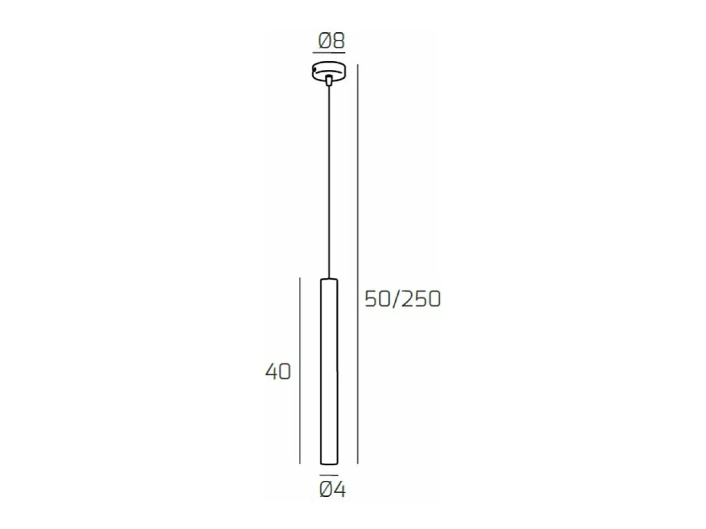 Round Tube Sospensione 1 Luce Nero Cavo Cm.250 Con Base Negro Discount