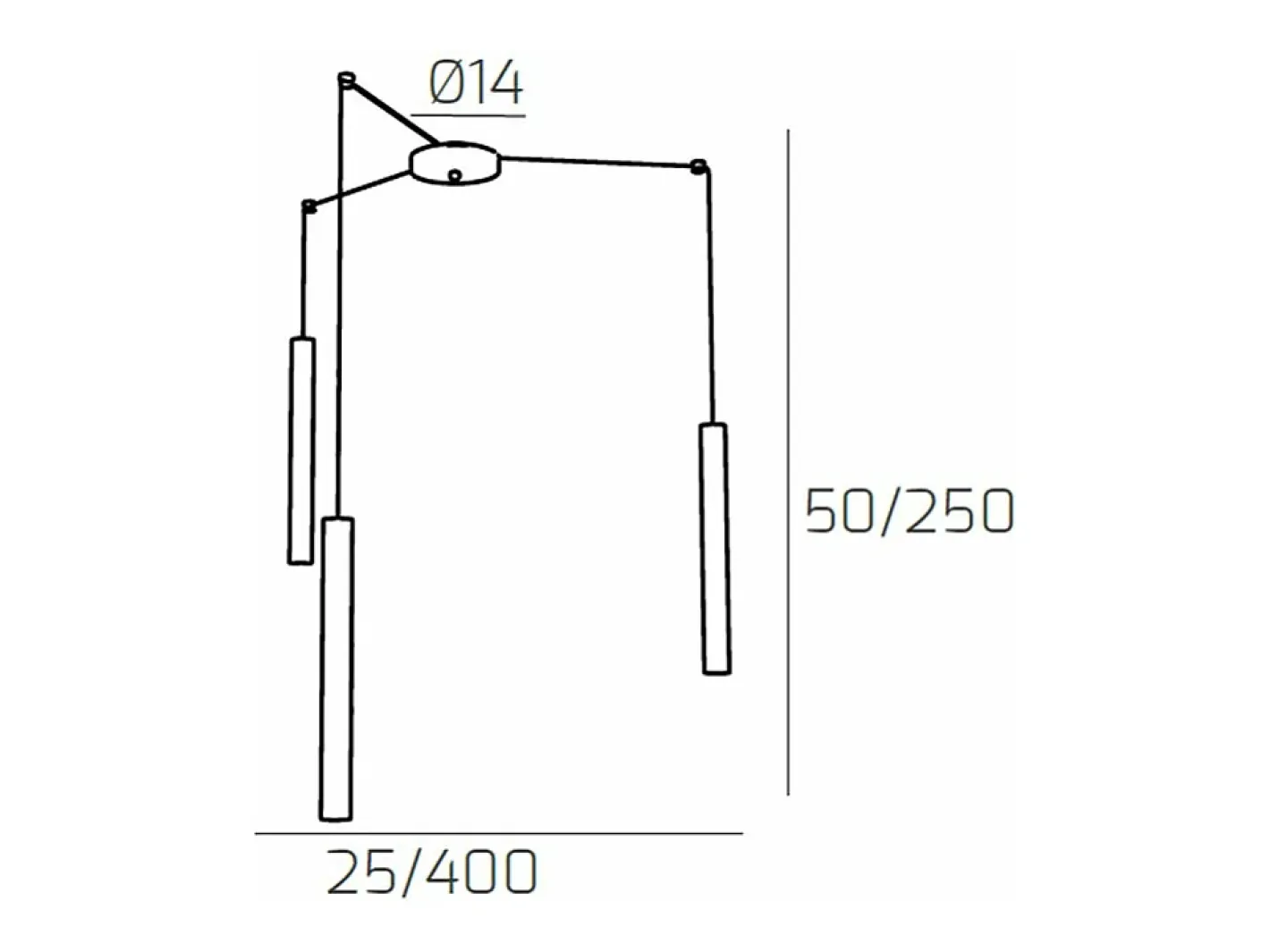 Outlet Round Tube Sospensione 3 Luci Grigio Antracite Cavo Cm.250 Con Base Gris