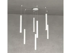 Round Tube Sospensione 7 Luci Bianco Cavo Cm.250 Con Base Blanco Best