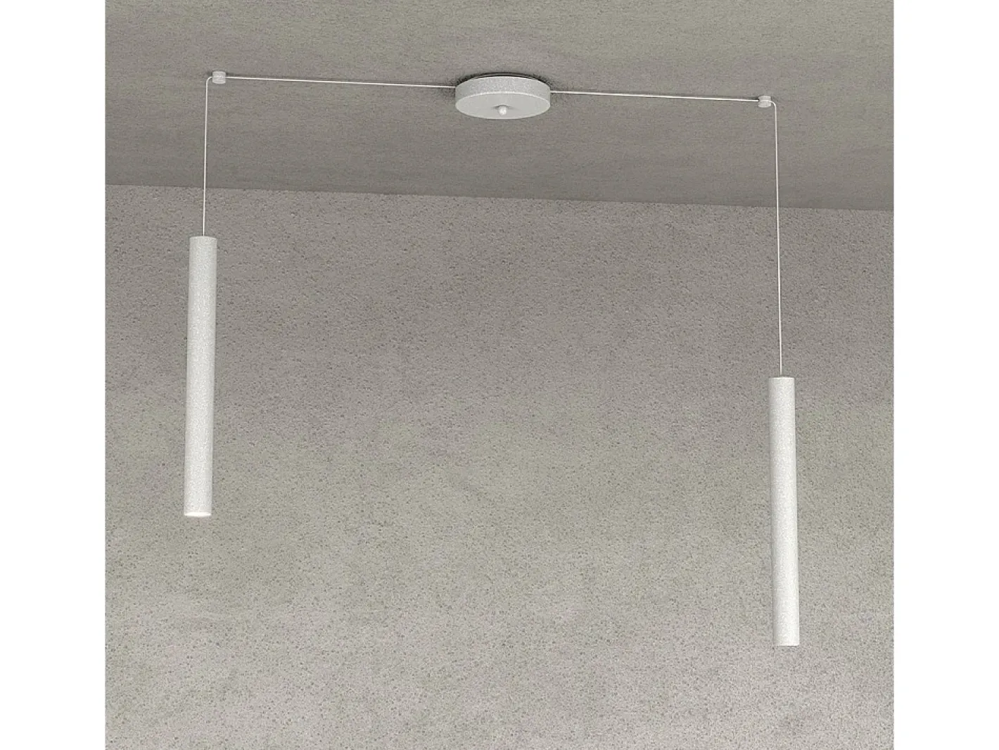 New Round Tube Sospensione 2 Luci Grigio Cavo Cm.250 Con Base Gris