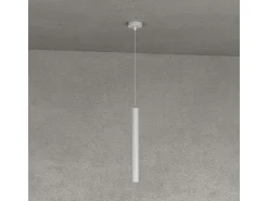 Lámpara Suspendida-Round Tube Sospensione 1 Luce Grigio Cavo Cm.250 Con Base Gris