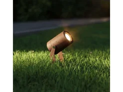 Iluminación Exterior-Sair XL - Foco LED redondo de 20 W IP65 Corten 3000K - Luz de jardín para plantas o setos h38cm - Beneito faure Marru00f3n