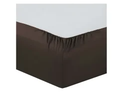 Sábana Ajustable 180x200 + 30 cm Chocolate de Algodón 57 Hilos Lavable a 40° - Vision Marru00f3n chocolate Discount