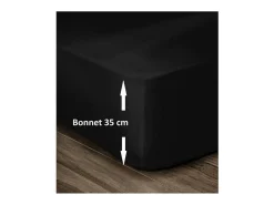 Sábana Bajera 100% Algodón 140 x 190 cm - Capó 35 cm - Negro Online