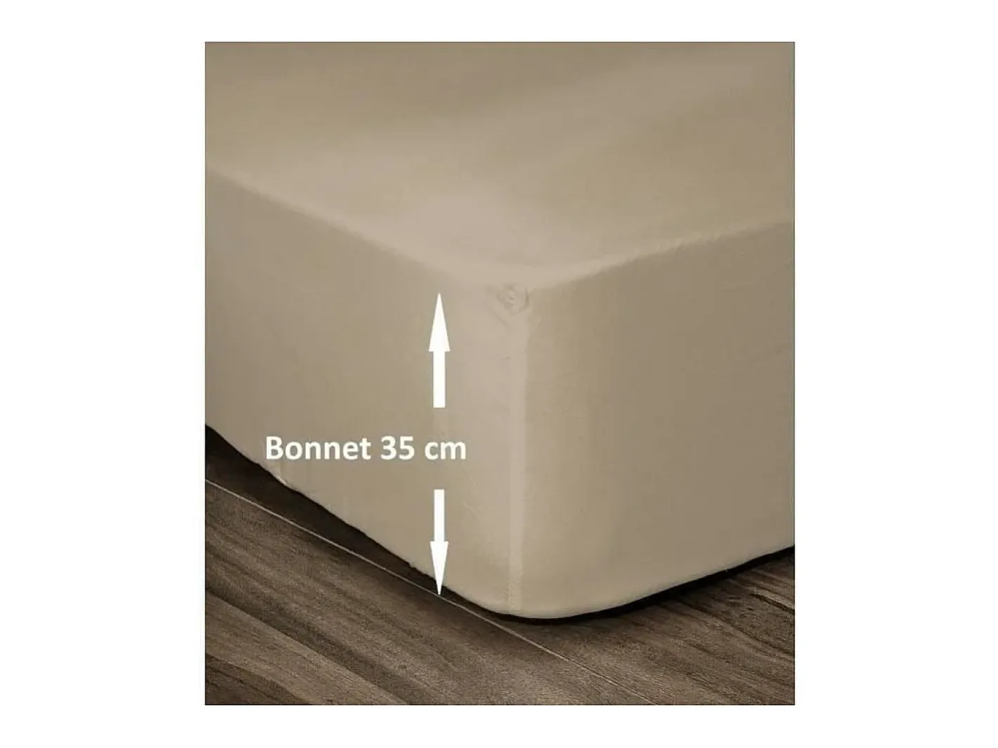 Sábana Bajera 100% Algodón 180 x 200 cm - Capó 35 cm - Beige Outlet