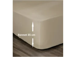 Sábana Bajera 100% Algodón 140 x 190 cm - Capó 35 cm - Beige Clearance