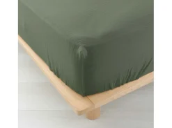Best Douceur d'intérieur Sábana bajera de gasa de algodón 160 x 200 cm Verde