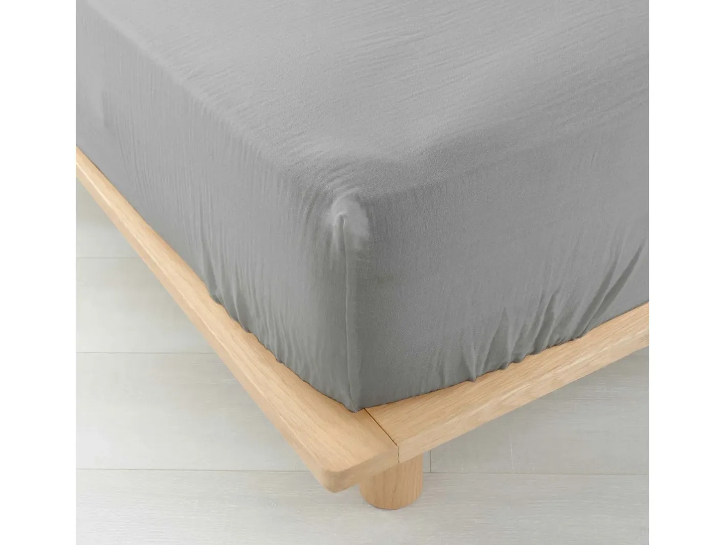 Douceur d'intérieur Ropa De Cama-Sábana bajera de gasa de algodón 160 x 200 cm Gris