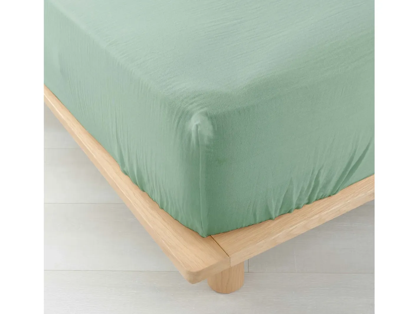 Douceur d'intérieur Sábana bajera de gasa de algodón 160 x 200 cm Verde almendra New