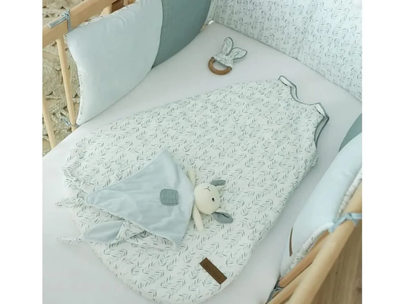 Poyet Motte Sábana Bajera Jersey Estampado Naturaleza 100% Algodón OEKO-TEX® - - 60 x 120 cm Blanco