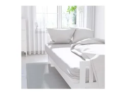 Soleil d'ocre Ropa De Cama-Sábana bajera lisa 160x200 cm ZZZ blanca Blanco